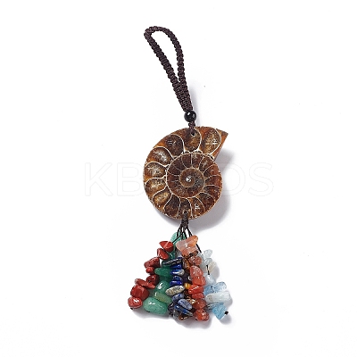 Natural Mixed Gemstone Chips Big Pendant Decotations HJEW-A006-01-1