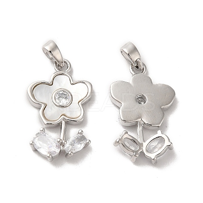 Brass Cubic Zirconia Pendants KK-M243-37P-1