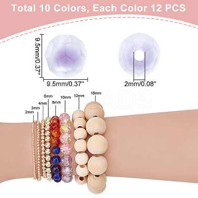 120Pcs 10 Colors Transparent Acrylic Beads TACR-PH0001-51-1
