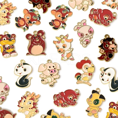 24Pcs 12 Styles Alloy Enamel Pendants ENAM-FS0002-86-1