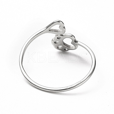 Non-Tarnish 201 Stainless Steel Paw Print and Heart Finger Ring RJEW-J051-27P-1