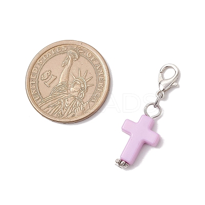 Acrylic Cross Pendant Decorations HJEW-JM03778-02-1