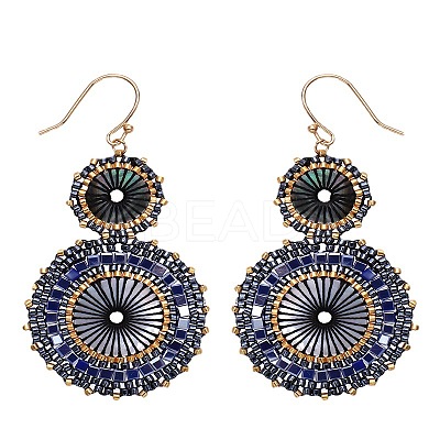 Glass Seed Braided Dangle Earrings for Women FIND-PW0024-17A-1