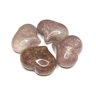 Natural Strawberry Quartz Heart Palm Stone G-F659-A07-1