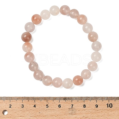 8MM Natural Xinjiang Golden Silk Jade Round Beaded Stretch Bracelets for Women BJEW-G756-01A-1