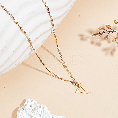 304 Stainless Steel Letter Pendant Necklaces NJEW-LP0001-53V-G-1