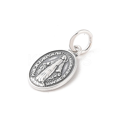 999 Fine Silver Oval with Virgin Religious Medal Charms with Jump Rings LS-STER-C006-01AS-1