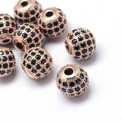 Rack Plating Brass Cubic Zirconia Beads ZIRC-S001-10mm-B01-1
