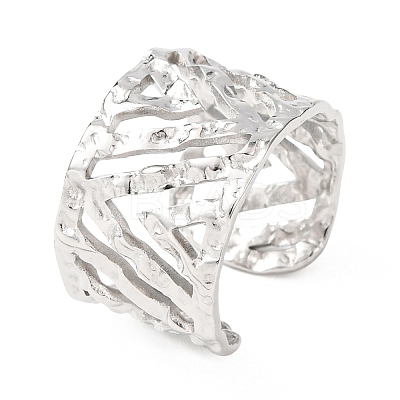 304 Stainless Steel Hollow Out Triangle Cuff Rings RJEW-G370-01P-1