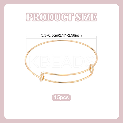 15Pcs Stainless Steel Adjustable Bangle Making BJEW-UN0001-64G-1