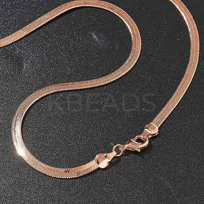 4mm Rack Plating Brass Flat Snake Chain Necklaces for Women Men MAK-L044-14RG-1