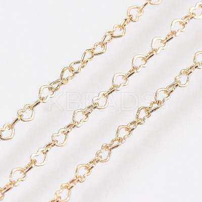 Long-Lasting Plated Brass Heart Link Chains Necklaces NJEW-K112-02G-NF-1