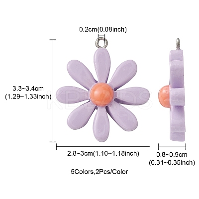 10Pcs 5 Colors Resin Pendants CRES-YW0001-11-1