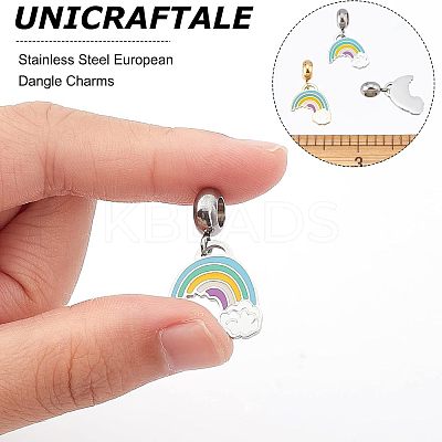 4Pcs 2 Colors 304 Stainless Steel European Dangle Charms STAS-UN0034-28-1