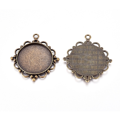 Tibetan Style Zinc Alloy Pendant Cabochon Settings X-TIBEP-M003-16AB-NR-1