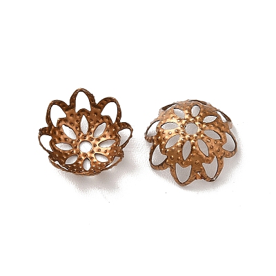Ion Plating(IP) 304 Stainless Steel Flower Fancy Bead Caps STAS-G085-16CG-1