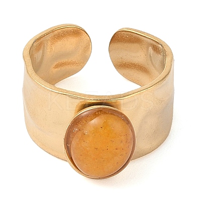Oval Natural Agate Finger Rings RJEW-Z057-12G-04-1