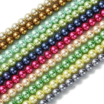 Eco-Friendly  Dyed Glass Pearl Round Bead Strands HY-A002-8mm-M-1