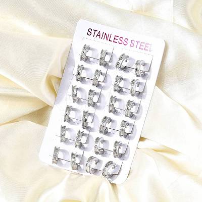 304 Stainless Steel Hoop Earrings EJEW-L302-03C-P-1