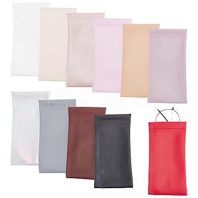11Pcs 11 Colors Rectangle PU Imitation Leather Eyeglasses Pouch AJEW-CP0005-56-1