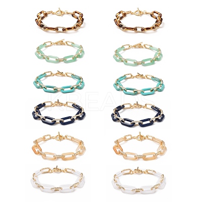 Acrylic & Aluminum Paperclip Chain Bracelets BJEW-SZ0001-002-1