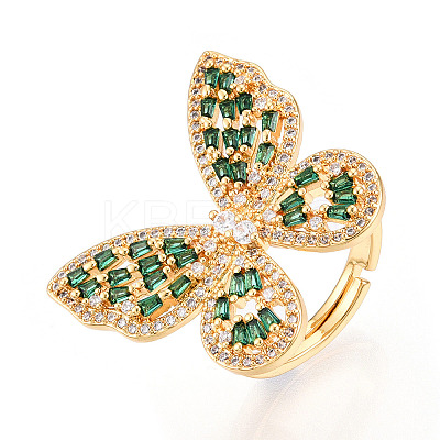 Adjustable Brass Micro Pave Cubic Zirconia Finger Rings for Women KK-T074-04G-1
