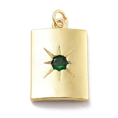 Rack Plating Brass Micro Pave Cubic Zirconia & Glass Pendants KK-Z071-87G-02-1