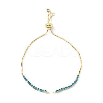 Brass Micro Pave Cubic Zirconia Box Chain Slider Bracelet Makings KK-P233-10G-01-1