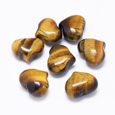 Natural Tiger Eye Heart Palm Stone G-F637-11E-1