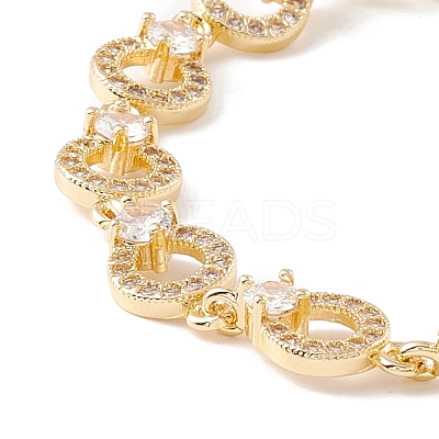 Clear Cubic Zirconia Open Ring Link Chains Bracelet BJEW-I301-13G-1