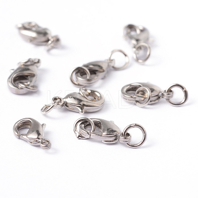 Brass Lobster Claw Clasps with Jump Rings EC901-NFLFP-1