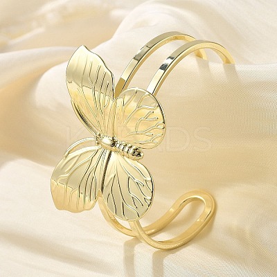 Butterfly Brass Cuff Open Bangles BJEW-M060-01G-01-1
