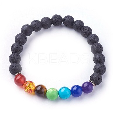 Natural Lava Rock Beads Stretch Bracelets BJEW-F380-04-1