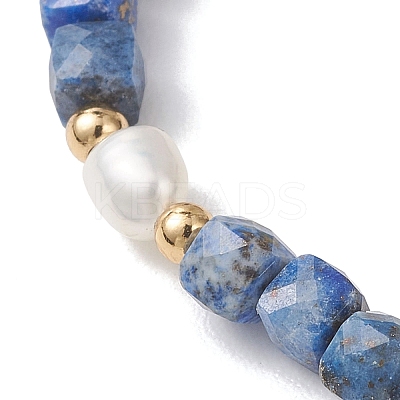 Natural Lapis Lazuli Cube Beads Stretch Bracelets for Women BJEW-JB13176-01-1
