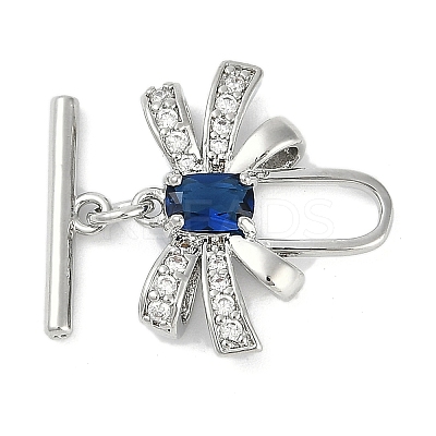 Brass Micro Pave Clear Cubic Zirconia Toggle Clasps KK-K391-20P-1