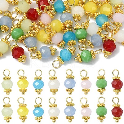 40Pcs 8 Style Glass Pendants PALLOY-YW00165-1