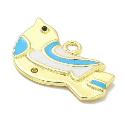 Real 18K Gold Plated Brass Enamel Robin Bird Pendants KK-L224-060G-1