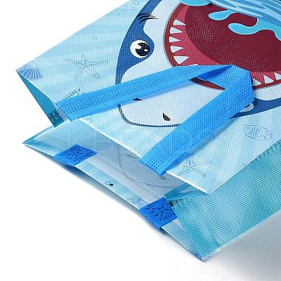 Cartoon Printed Shark Non-Woven Reusable Folding Gift Bags with Handle ABAG-F009-D01-1