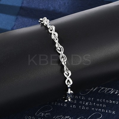 304 Stainless Steel Infinity Link Chain Bracelets for Women Men BJEW-F488-53A-P-1