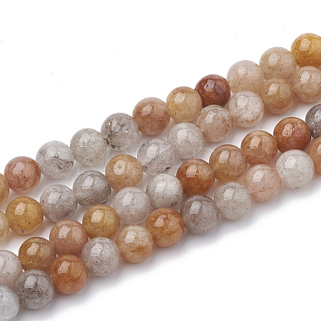 Natural Rutilated Quartz Beads Strands G-S337-8mm-01-1