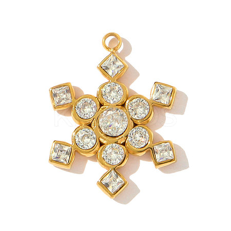 304 Stainless Steel with Cubic Zirconia Pendants STAS-OY002-97G-1