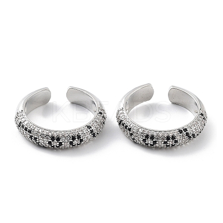 Rack Plating Brass Micro Pave Cubic Zirconia Cuff Open Rings for Women KK-Z038-07P-1