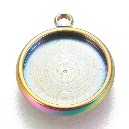 Ion Plating(IP) 304 Stainless Steel Pendant Cabochon Settings STAS-K202-03E-M-1
