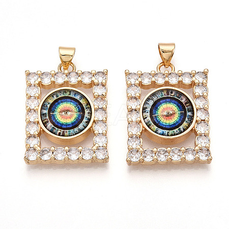 Brass Micro Pave Clear Cubic Zirconia Pendants for Women KK-T070-91A-04-1