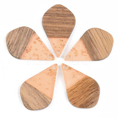 Transparent Resin & Walnut Wood Pendants RESI-S389-035A-B04-1