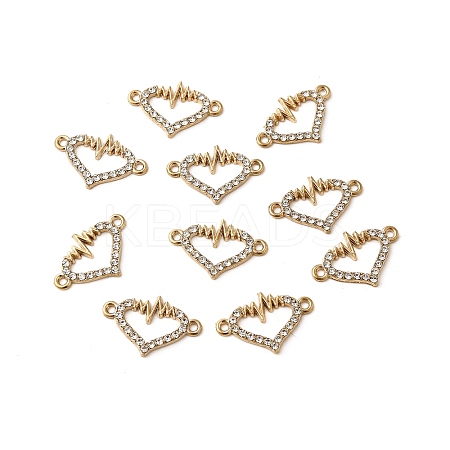 Alloy Crystal Rhinestone Heart and Heartbeat Connector Charms PALLOY-XCP0002-11-1