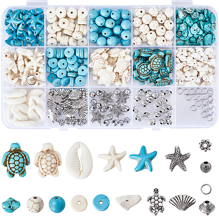 DIY Ocean Theme Synthetic Turquoise & Alloy Jewelry Making Findings Beads Kits DIY-SC0027-41-1
