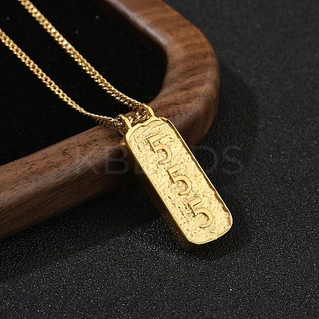 304 Stainless Steel Rectangle Number Pendant Necklaces NJEW-D300-01G-05-1