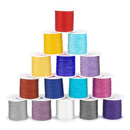 15Rolls 15 Colors Nylon Chinese Knotting Cord NWIR-PH0001-96-1