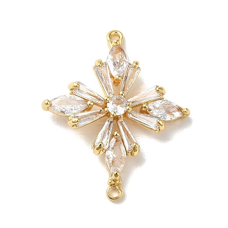 Brass Pave Clear Glass Rhinestone Connector Charms KK-B079-14G-1
